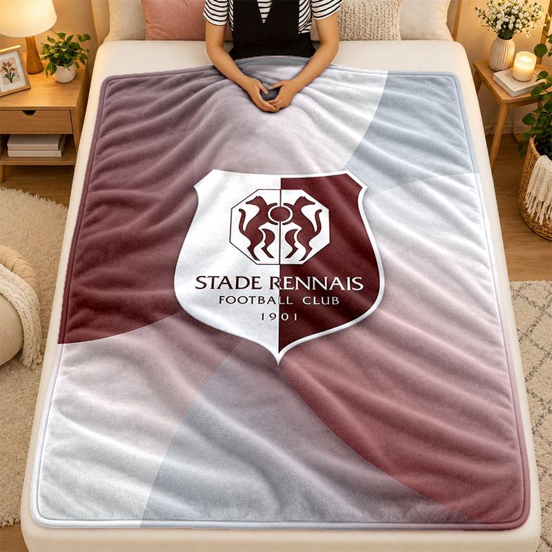 Flannel BlanketStade Rennais FC Warm Soft Throw Blanket for Indoor Sofa Bed Living Room Use