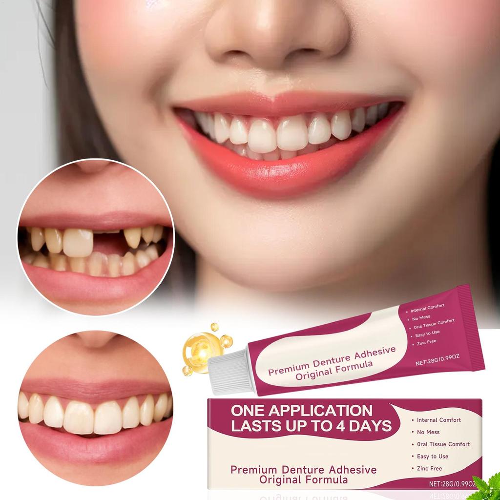 Denture Adhesive Glue For Dentures Gentle Secure Long Hold Airtight Seal Partials Adhesive Strength Denture Glue Cream