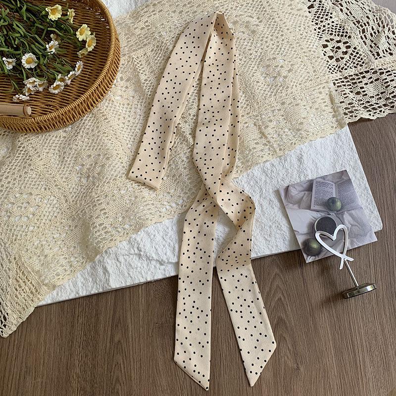 Double-layer polka dot silk scarf, high-end versatile small scarf, fashion headscarf, headband, hair tie, decorative belt.