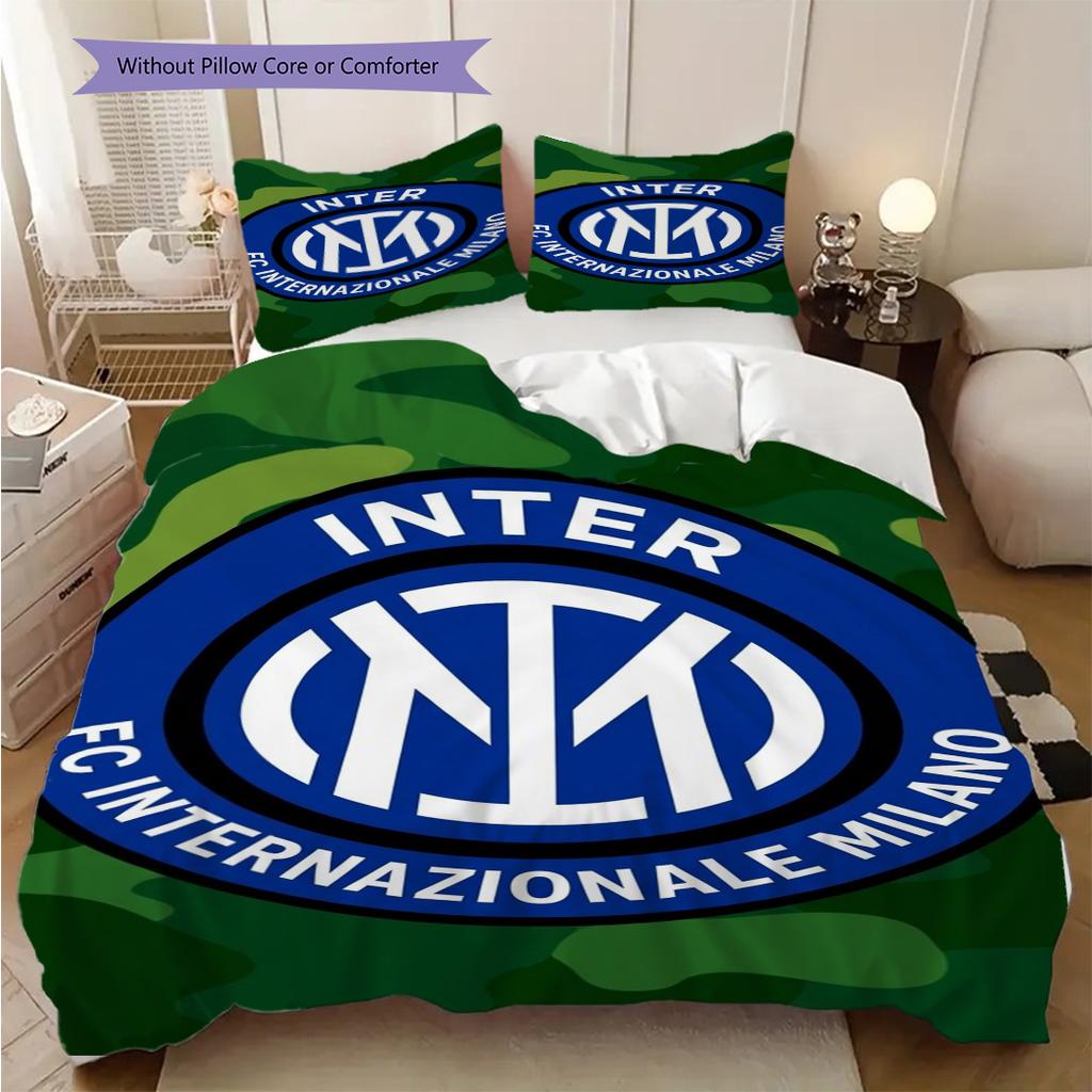 Inter Milan Stemma Strisce Set da tre pezzi (1 * copripiumino + 2 * federa, senza nucleo) Copripiumino e federa morbidi e confortevoli