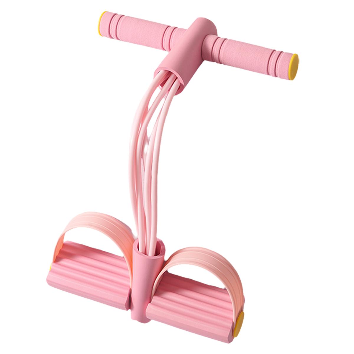 

Шеститрубний педальний еспандер багатофункціональний домашній фітнес-інвентар йога для зміцнення преса еластична стрічка еспандер рожевий