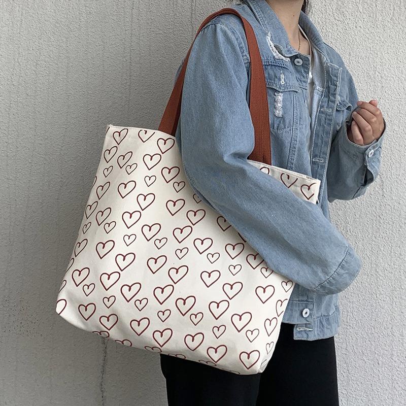 New Canvas Bag Female Single Shoulder Simple Large Capacity Bag Summer