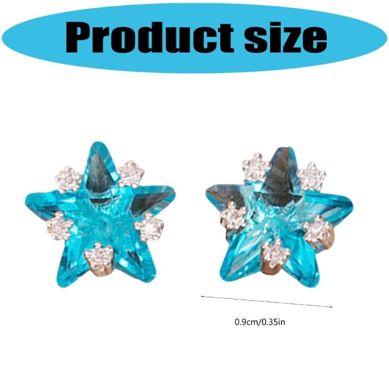 X6HE Geometric Star Studs Earrings Cubic Zirconia Gemstones In Assorted Color Comfortable All Day Wear