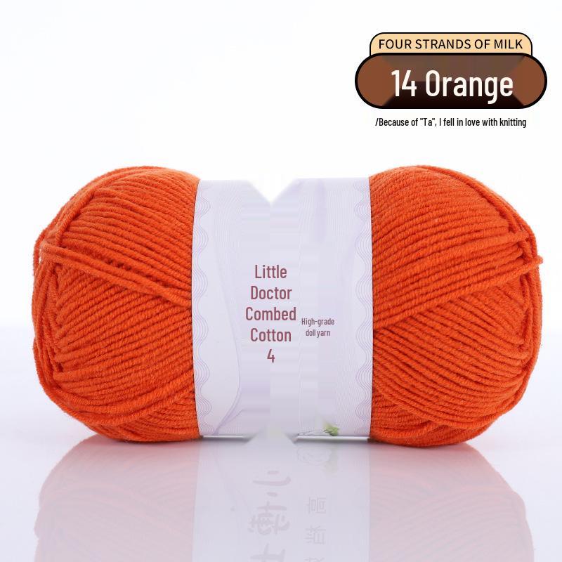 40g 4-Ply Combed Milk Cotton Yarn - Little Doctor, Medium-Thick for DIY Knitting Projects: Dolls, Cushions, Blankets