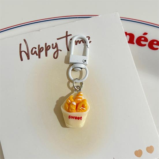 Keychain Pendant 1:1 Realistic Breakfast Food Shape Bag Charm Portable Resin Keyring with Metal Buckle