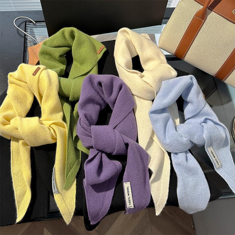 British Korean Triangle Scarf  Wool Triangular Scarves Women Headscarf Knitted Shaws Multi-Functional Warm Knitted Poncho