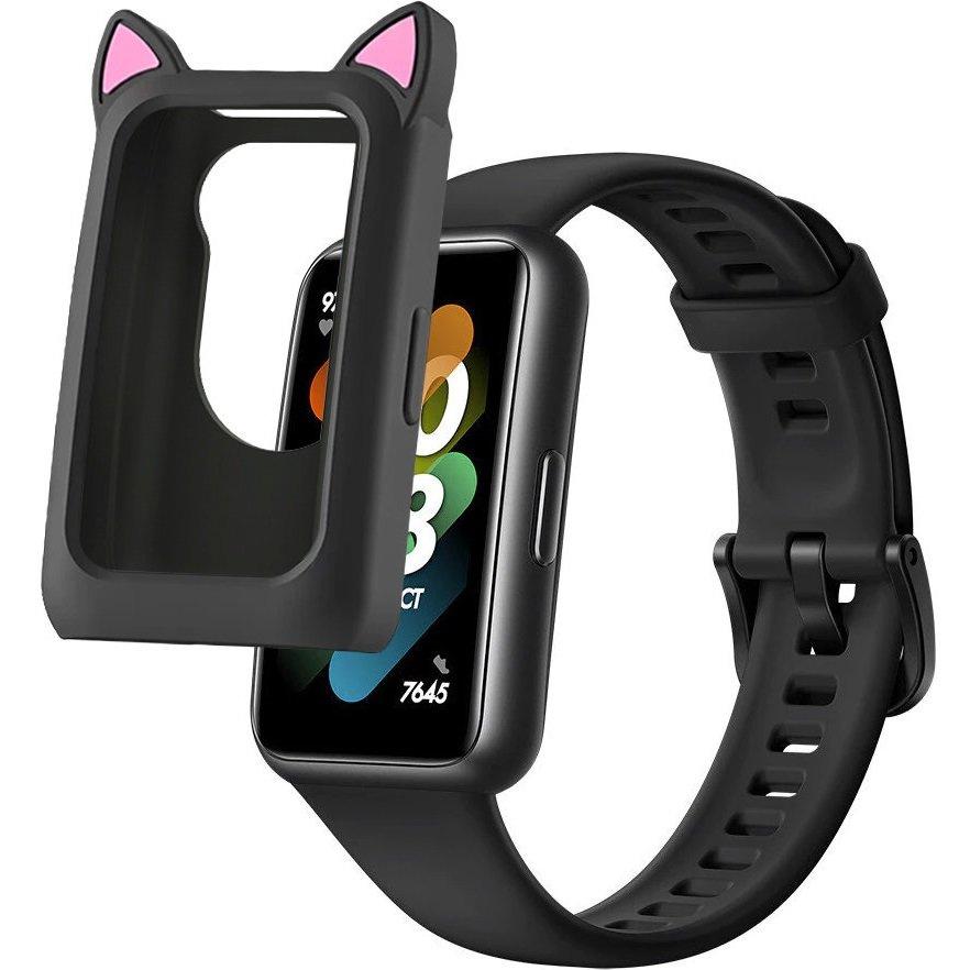 CAT EARS Silicone Case for Huawei Honor Band 6/7, Black
