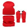 3Pcs/Set Windproof Knit Beanie Snood Set Thicken Scarf Neck Warmer  for Men Women