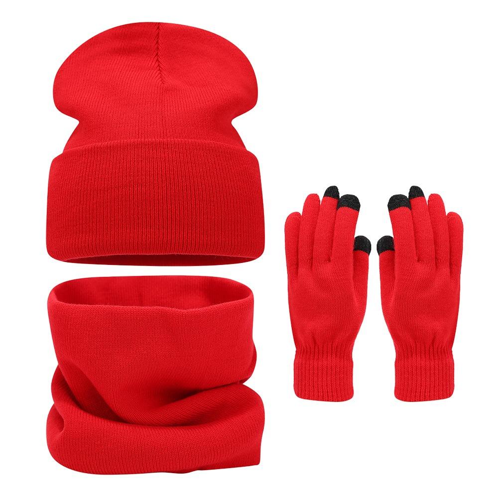 3Pcs/Set Windproof Knit Beanie Snood Set Thicken Scarf Neck Warmer for Men Women