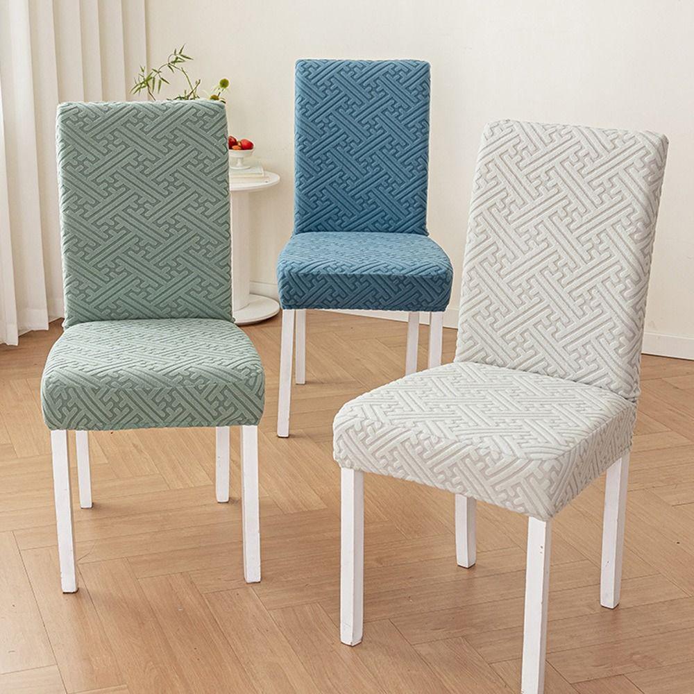 New High-elastic Dining Chair Cover Anti-slip Dust-proof Integrated Seat Cover Jacquard Soft Stool Slipcover for Home Decoration