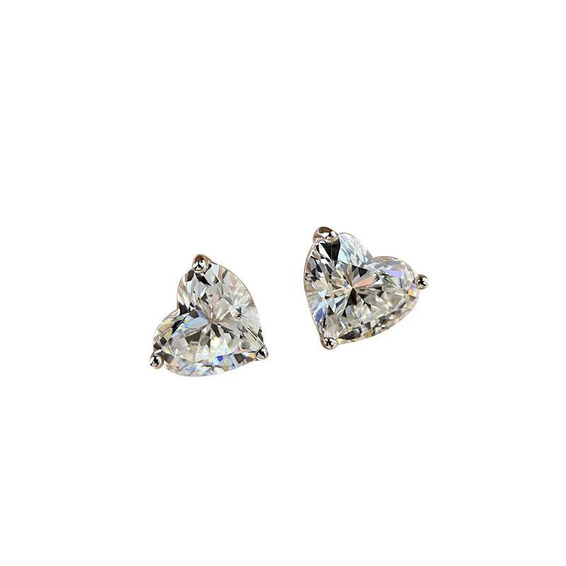 925 Sterling Silver Shiny Zirconia Heart Earrings for Women Exquisite Party Wedding Jewelry Accessories