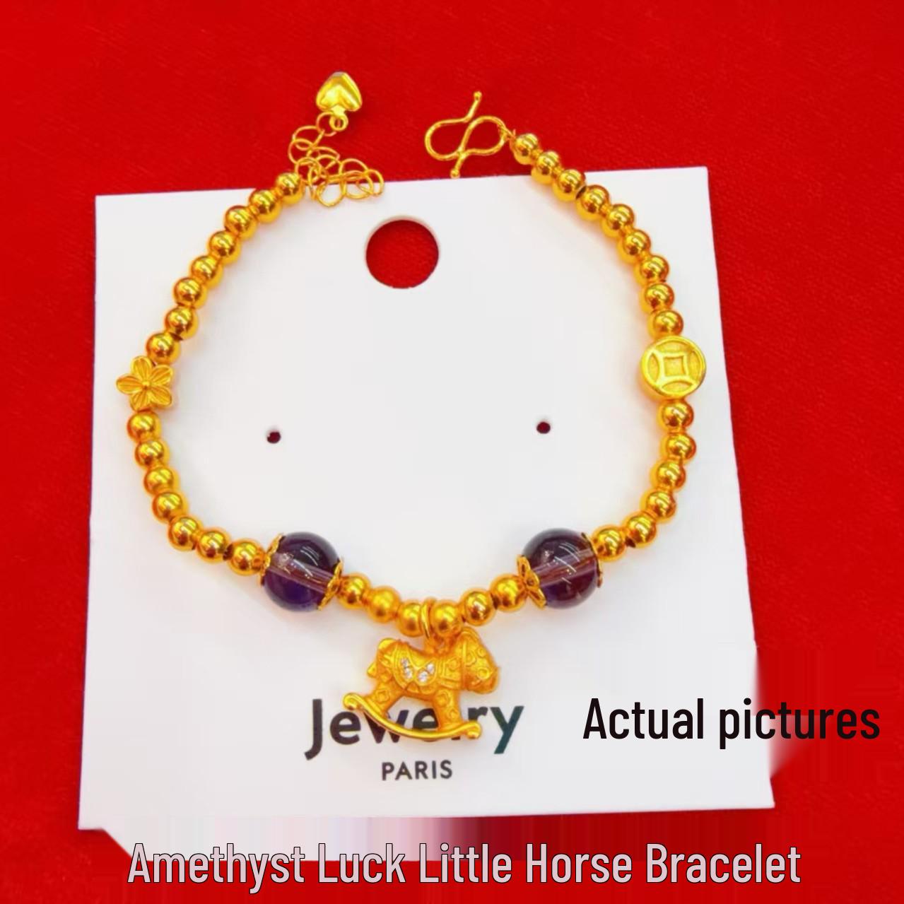 Аметистовый Браслет-оберег Знак Зодиака Лошадь для Женщин