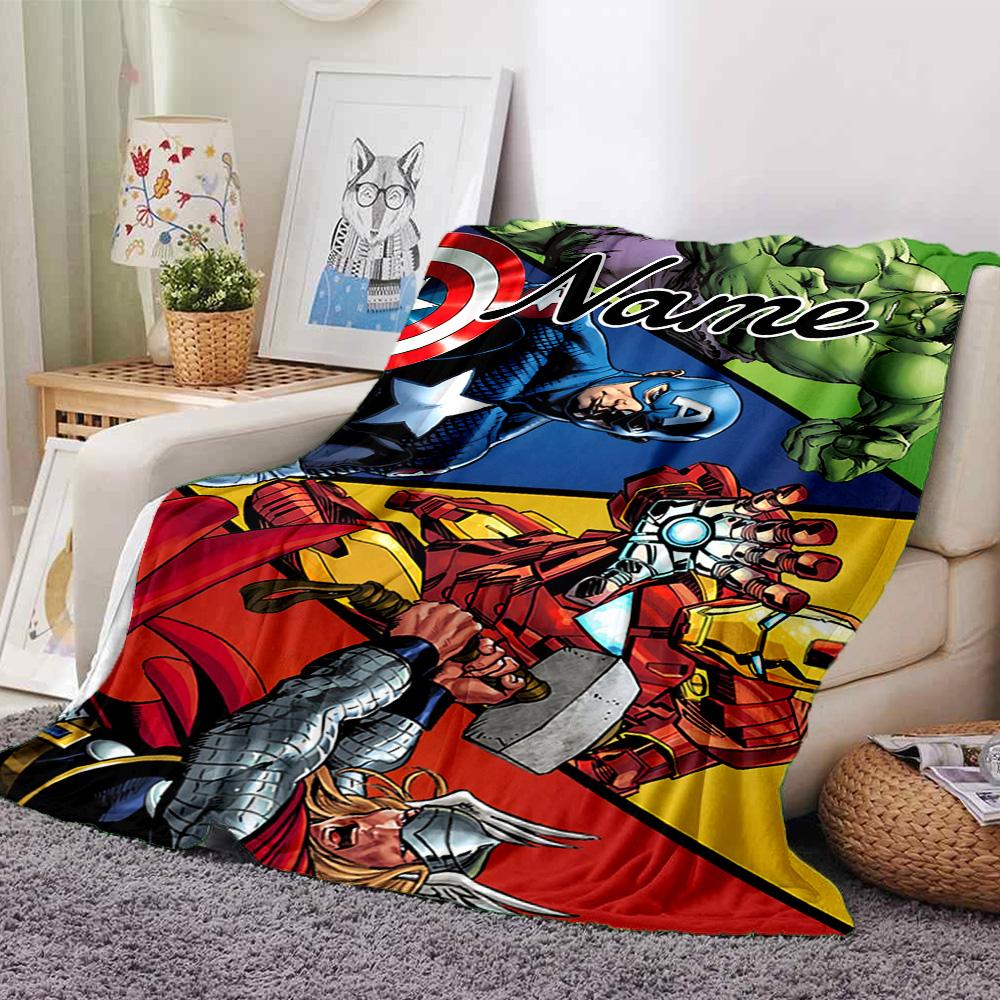 Custom Name Avengers: Infinity War flannel Blanket for Super Soft Cute Comfort Blanket for Travel Bedding Couch Sofa Blanket