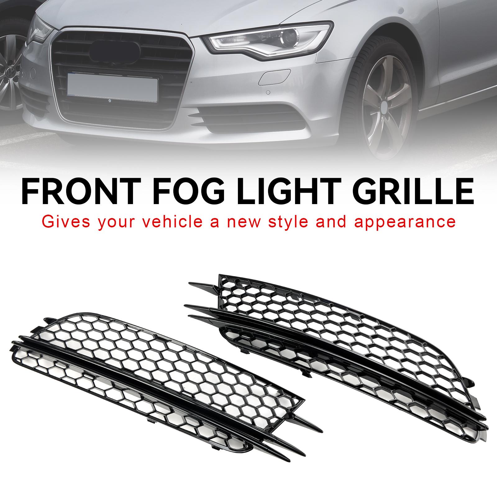 

2PCS Front Fog Light Cover Bezel Bumper Grille Fit A6 4G C7 2012-2015