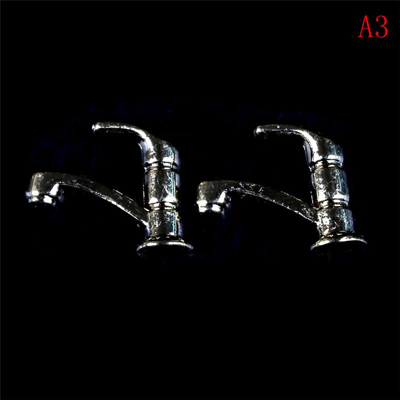 1/2/4/12PCS 1:12 Miniature Metal/Plastics Water Tap Faucet Dollhouse Kitchen Bathroom Accessories Dollhouse Miniature Faucet Toy