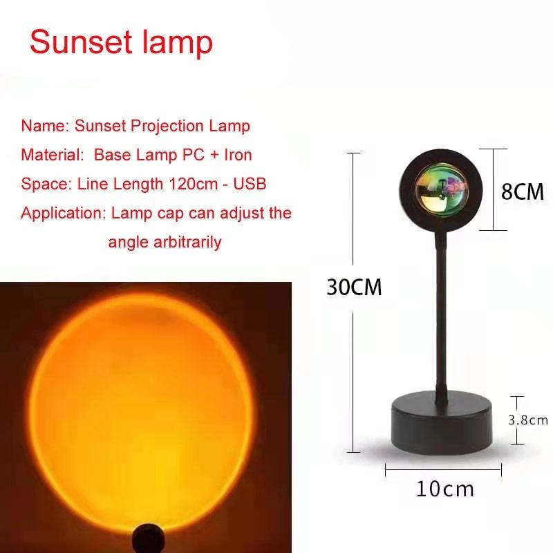 USB Sunset Rainbow Projector Atmosphere LED Night Light Home Coffee Shop Live Background Wall Decoration Projection Table Lamp