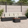 5-piece Garden Sofa Set with Black Poly Rattan Cushions Acacia 3356687