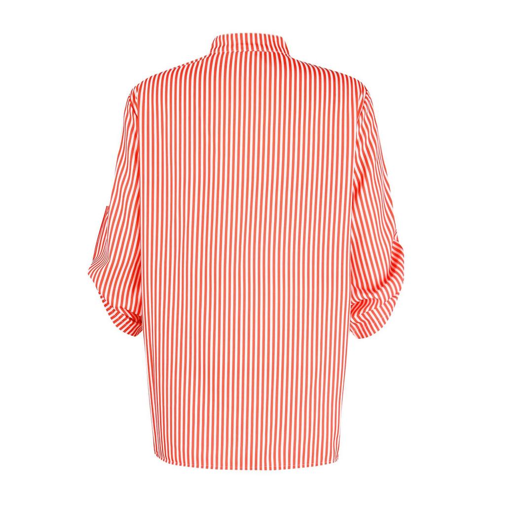Women's V-neck Pullover Striped Printed Long Sleeved Casual Women's Shirt