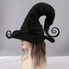 Halloween Hexenhut Groß Falten Schwarz Hexenhut mit Spitze & Wirbeldesign Weihnachtsparty Cosplay Kostüm Requisiten Deko