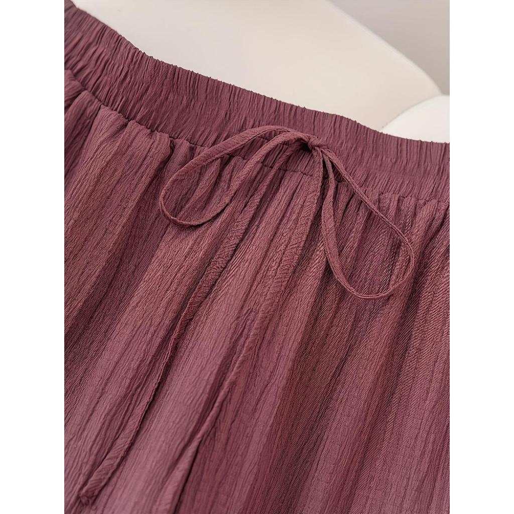 Velká velikost pohodlné dámské letní business casual plážové oblečení, stylové kalhoty se širokými nohavicemi na dojíždění, volné dovolenkové oblečení, letní kalhoty