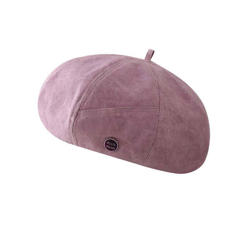 Spring beret children fashion personality letter buckle label literary retro temperament octagonal hat
