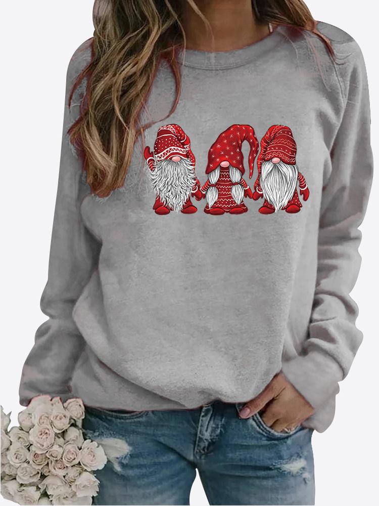 Women Winter Clothing Christmas Printed Casual Sweatshirt Long Sleeve Tops T-shirt Ladies Round Neck Pullover Sweater
