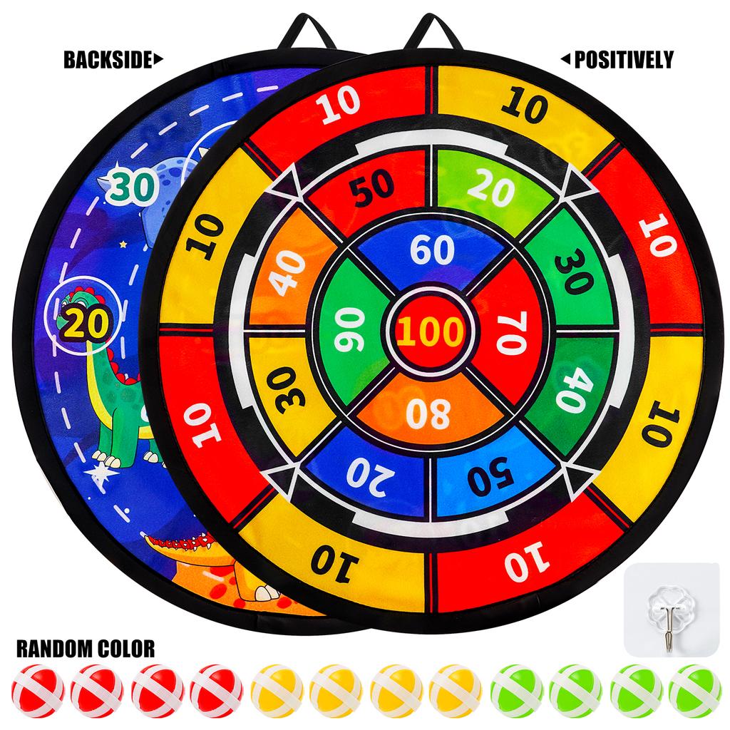 Children's double-sided dartboard featuring sticky balls and darts indoor/outdoor sports fun play party games playthings