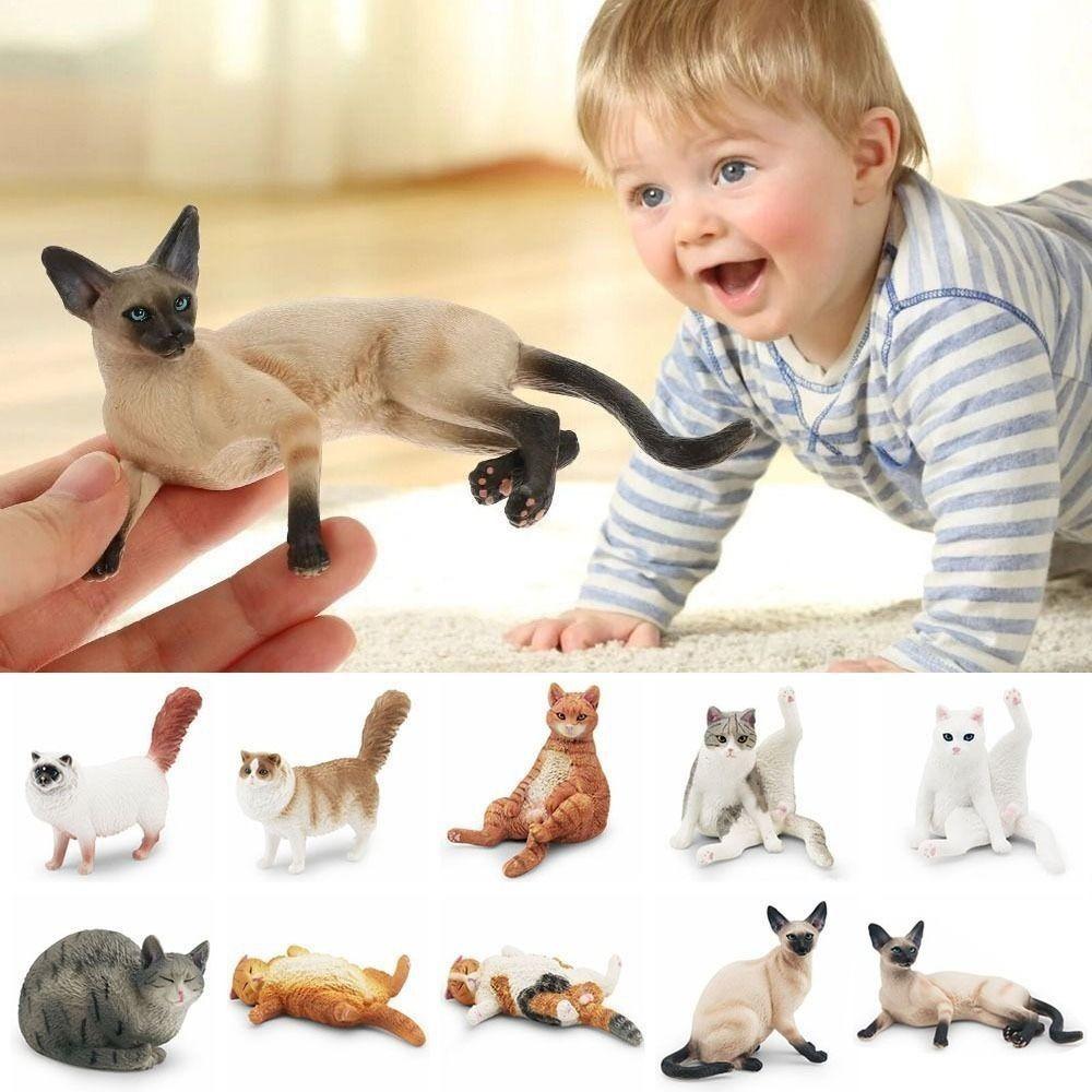 Cute PVC Simulation Cat Model Siamese Ragdoll Persian Cat Lifelike Realistic Pet Figurines Simulation Pet Desktop Ornament