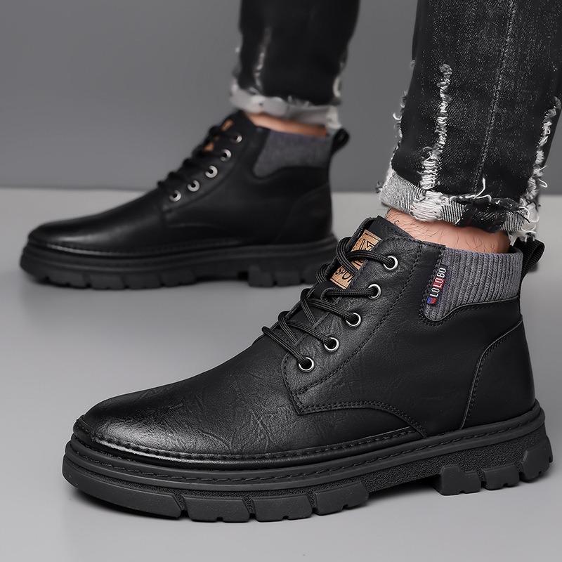 Mode Winter Leder Samt Warme Schneestiefel für Herren Designer Erhöhen Herren Plateau Schuhe Mode Lässig Weichsohlige Herren Stiefeletten