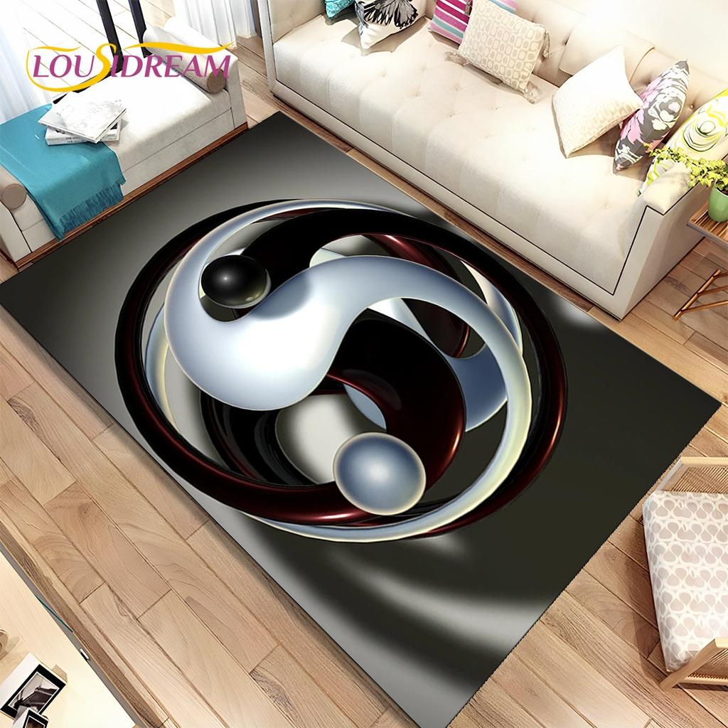 Chinese Tai Chi Bagua Yin Yang Area Rug,Carpet Rug for Home Living Room Children Bedroom Sofa Doormat Decor,Non-slip Floor Mat