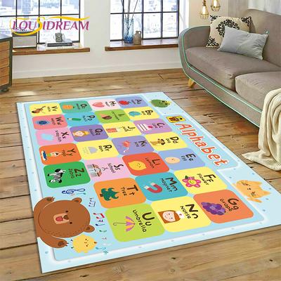 ABC Abeceda Děti Lezení Raná Výchova Kreslené Děti Herna Koberček, Koberec do Obývacího Pokoje Ložnice K Pohovce, Protiskluzová Podložka