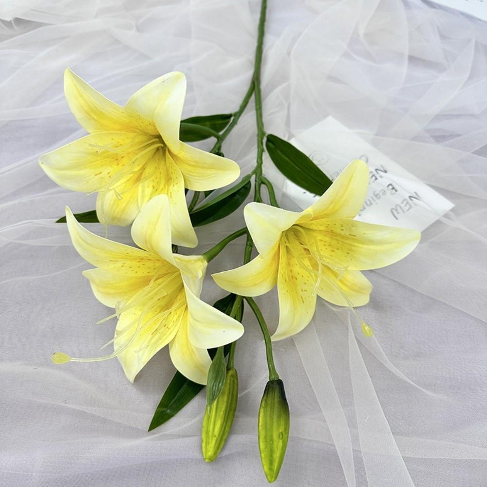 67cm Fake Lily Bouquet 2 Heads Wedding Bridal Bouquet Artificial Lily Flower Living Room Decor