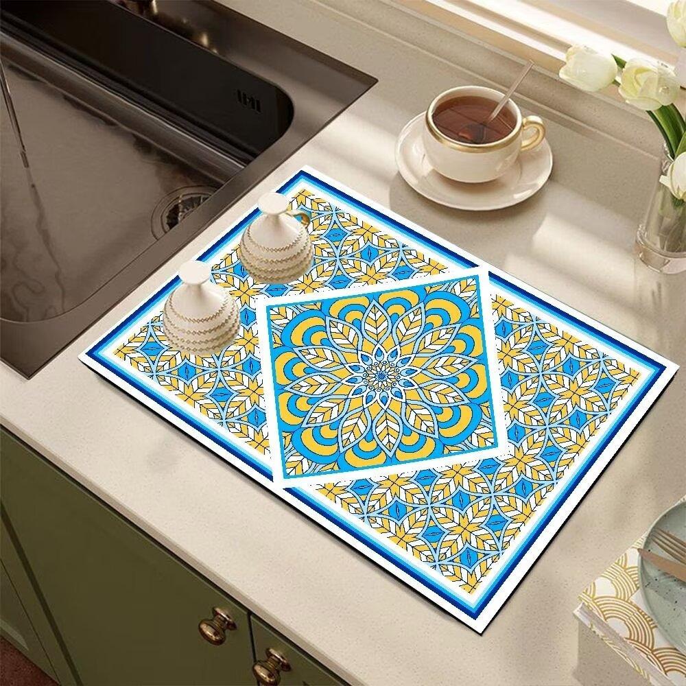 Diatomite Kitchen Countertop Draining Mat Sink Square Absorbent Mat Desktop Insulated Placemats Coasters Washable Carpet