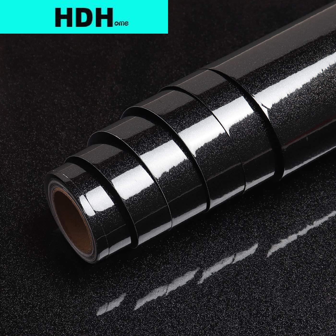 

Glitter Black Contact Paper for Countertops Black Peel and Stick Wallpaper Self-Adhesive Waterproof Removable Vinyl Wall Paper 1mx40cm
