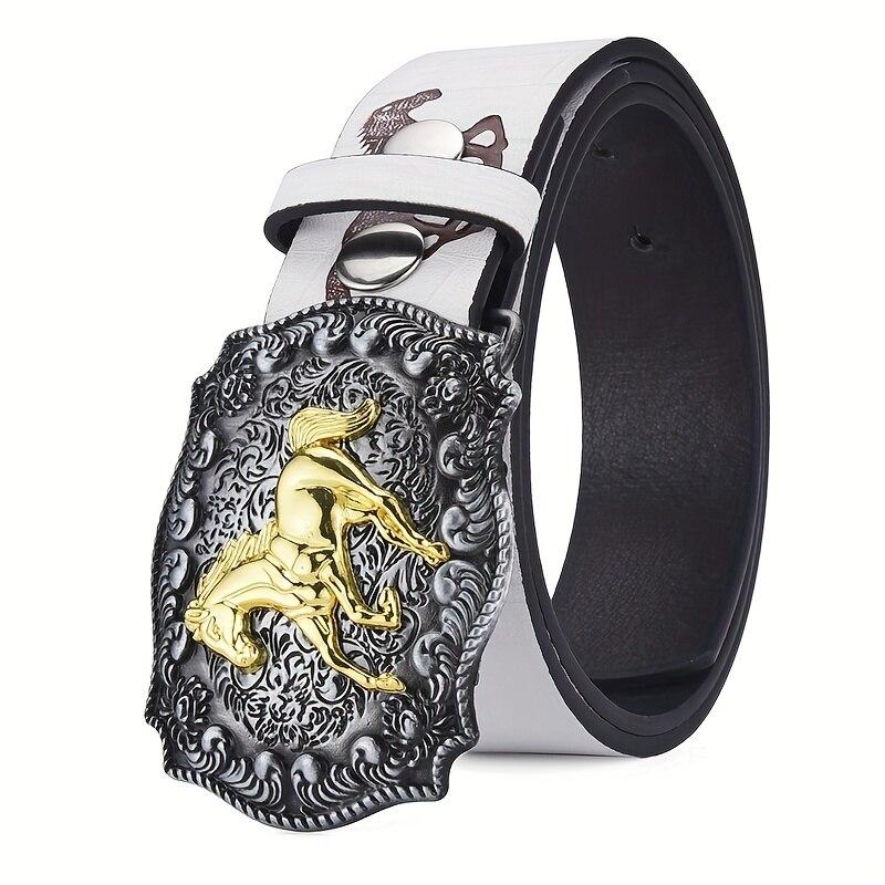 Cowboy Belt Women's Belt Intage Cool Galloping Horse Buck Head Belt, Fashionable Technical Y2K Style Printed Belt Men's Belt