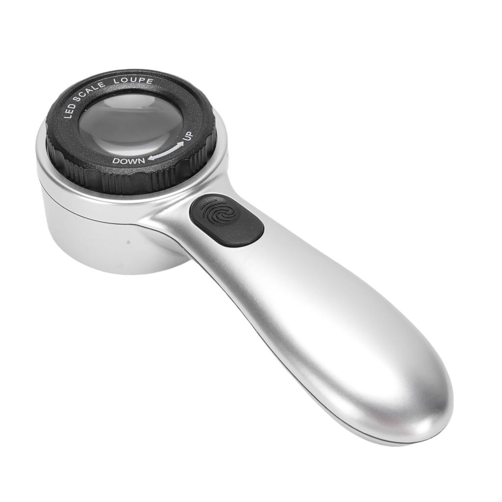 30X Handheld Magnifier LED Lighted Rechargeable Magnifying Glass for Jewelry Calligraphy Inspection 4 Lighting Modes