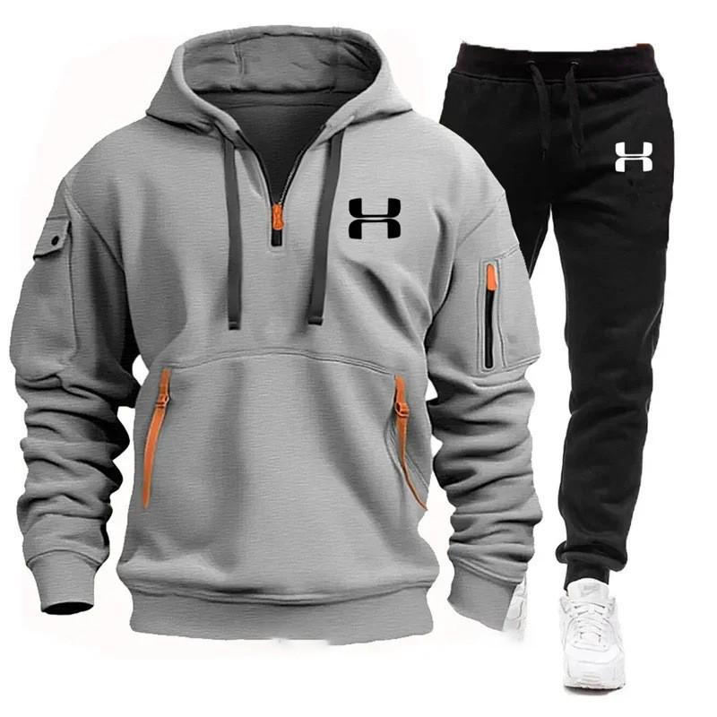 2025 Men's Fleece Hooded Jacket with Zipper and Printed Logo - Autumn/Winter Casual Sweatshirt