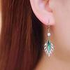 Sparkling Zircon Green Leaves, Water Droplet Earrings, Light Luxury and Fashionable Temperament Earrings