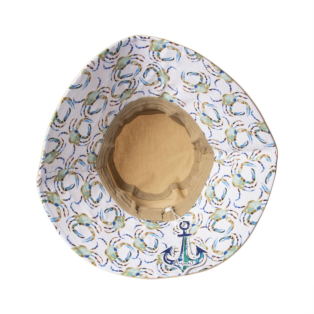 

Anemoss Women s Hat, Cotton Wide Brim Hat with Green Crab Design, Summer Beach Cap For Women, Foldable and Packable Outdoor Sun Protection Bucket Hat