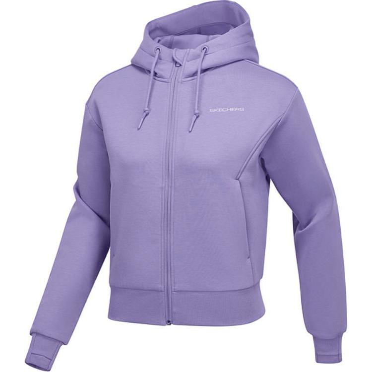 Skechers Logo Hooded Lightweight Knit Zip-Up Jacket Women jackets Purple-Mist P125W022-0028 S