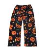 Pantalones de Dormir de Franela de Gato de Dibujos Animados de Halloween - Ropa de Casa Cálida de Terciopelo para Mujer para Otoño/Invierno