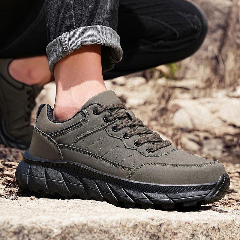 Autumn Men Sneakers Thick Soled Casual Shoes Men Cushioning Sports Shoes Outdoor Waterproof Walking Shoes Plus Size 48 Leather