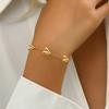 Stainless Steel Peach Heart-Shaped Bracelets for Women Minimalism Gold Color Chain Charm Bracelet Fashion Waterproof Jewelry