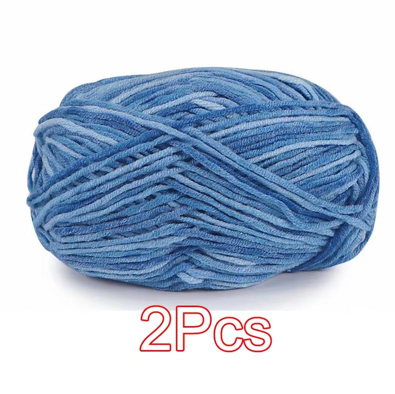2Pcs total 100g Hand knitting Milk Cotton yarn section dyed Crochet Yarn Hook Shoes bag line Knit sweater blanket threads rafia
