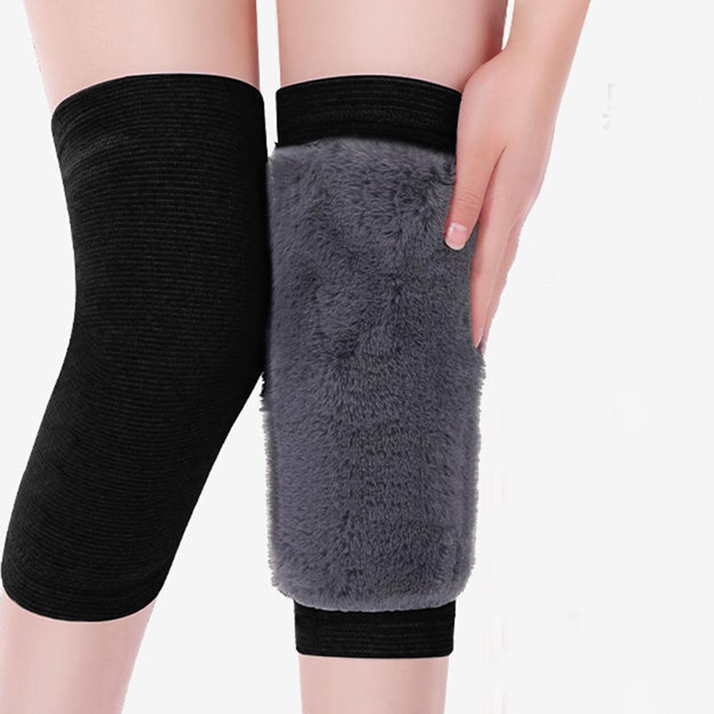 

1 Pair Winter Plush Knee Pads Faux Fur Warm Men Women Thicken Wool Protection Knee Velvet Wind And Cold Protective Knee Guard XL