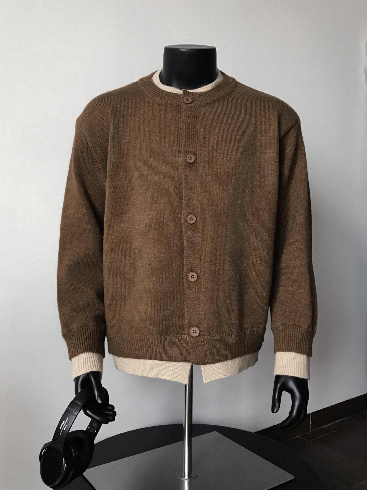 

Мужской повседневный ретро свитер на пуговицах, двойка: Универсальный кардиган-пальто свободного кроя для весны. Large коричневый