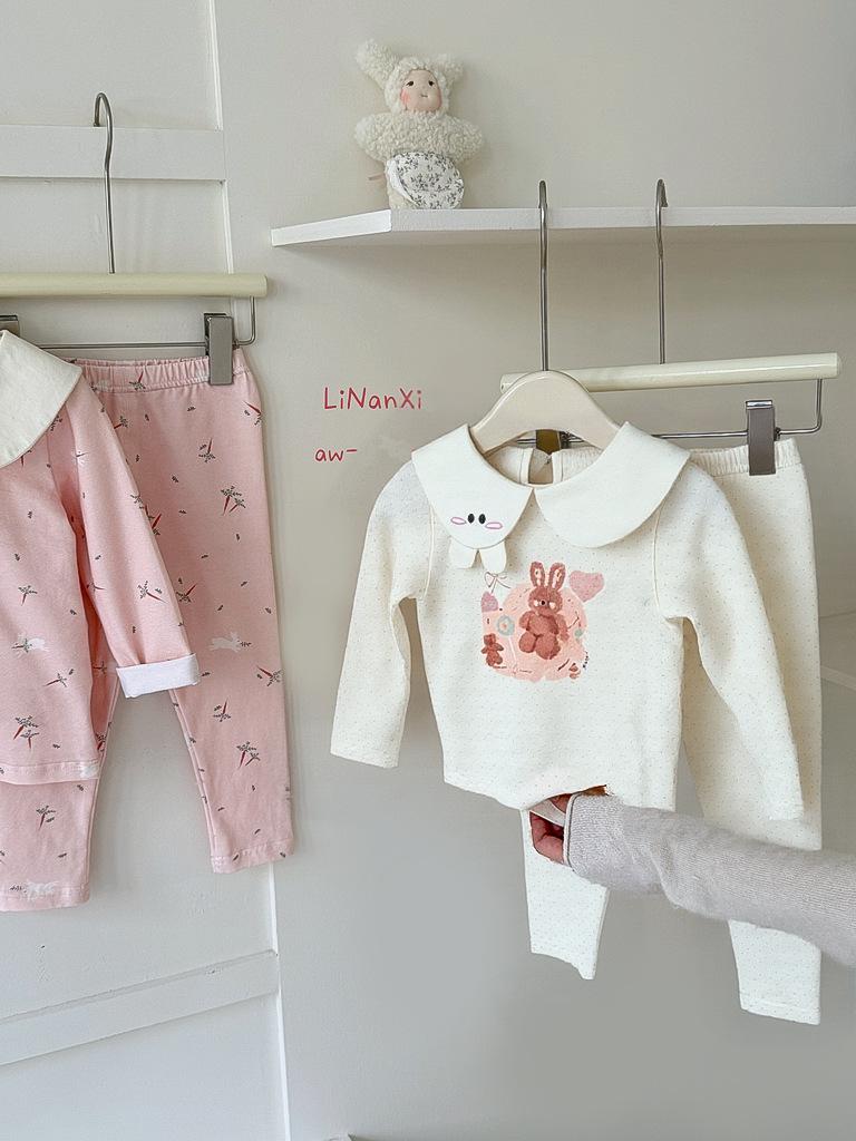 Children's Early Spring Pajama Set 2026: Girls' Lycra Cotton Cartoon Homewear.