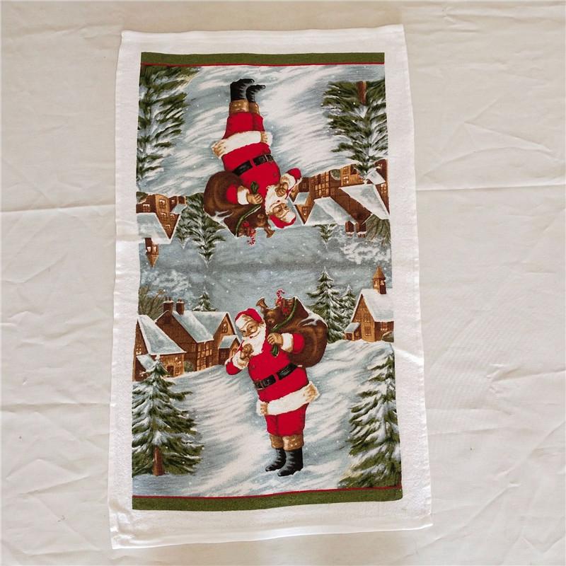 

1 шт. Рождественская серия Печатное хлопковое кухонное полотенце Кухонное полотенце Инструмент для уборки Декор для рождественской вечеринки Подарок