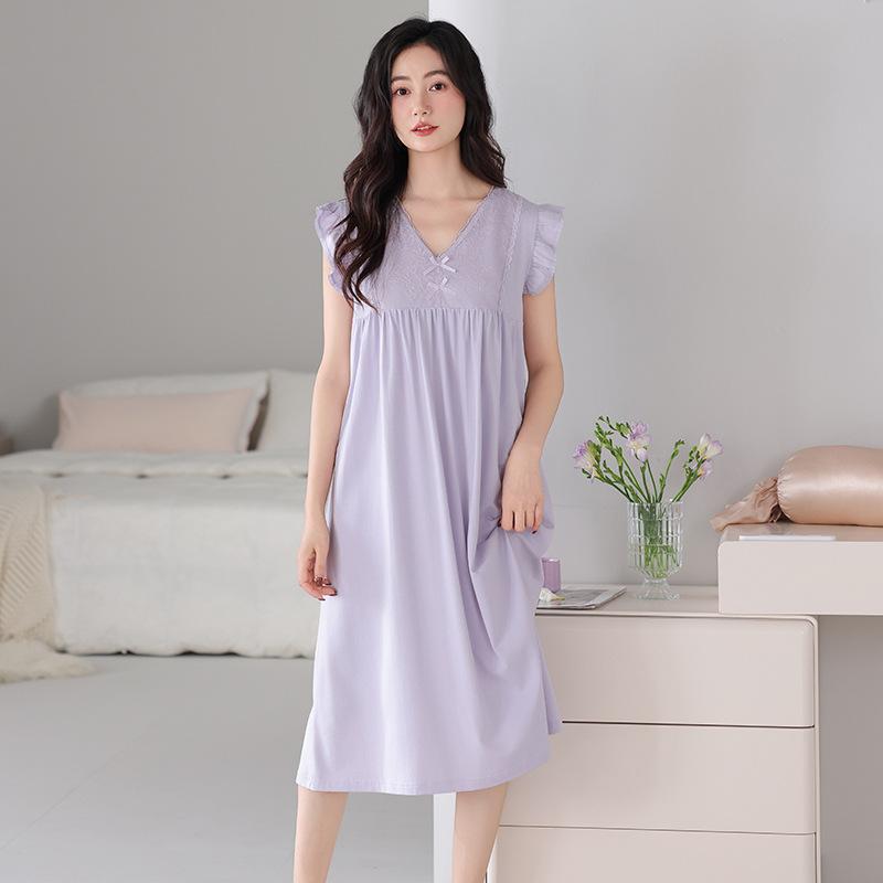 Pajamas Women's Summer Cotton Short Sleeve Long Pajamas Thin Summer Sleeveless Vest Summer Women's Loungewear Skirt