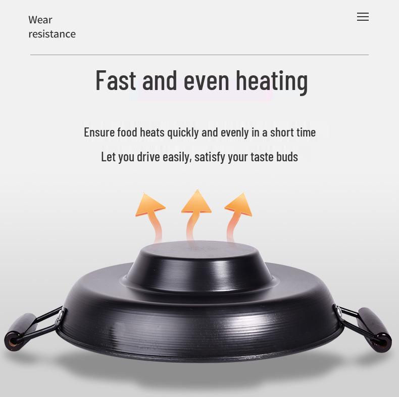 Guizhou Shabu-Grill Non-Stick Hot Pot with Flat Bottom and Concave-Convex Design for Tofu and Fried Potatoes.